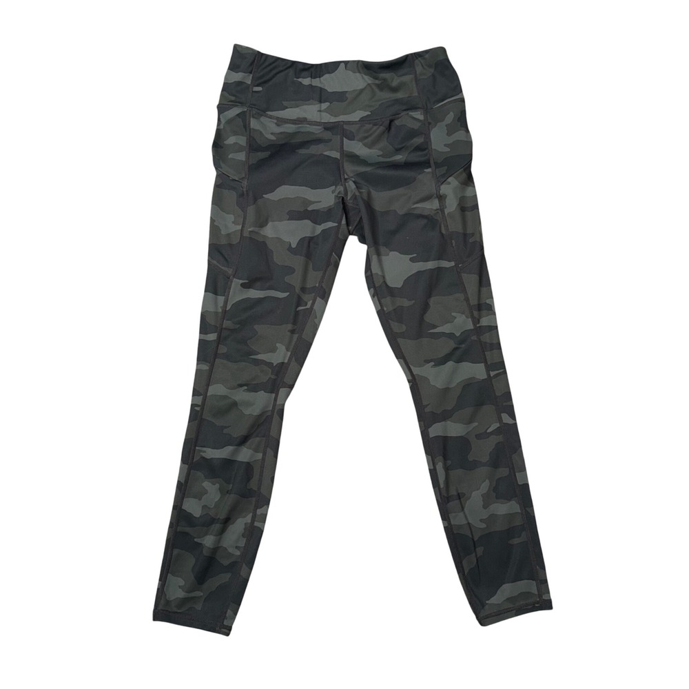 Athleta Camo Leggings Women S Green Camouflage Excellent Zipper Pockets Yoga